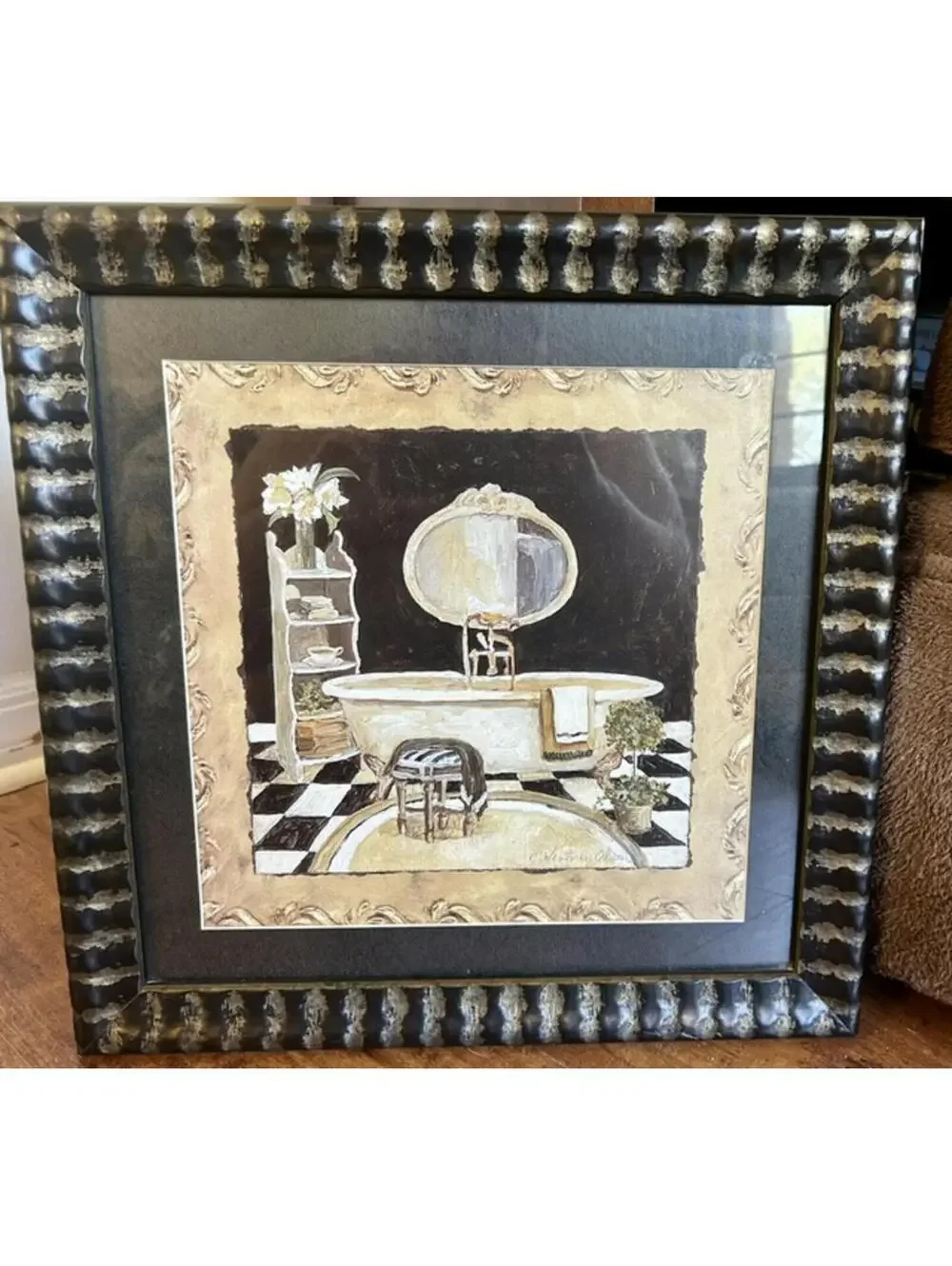 Framed Bathroom Scene Wall Art Print by C. Wintole Olson